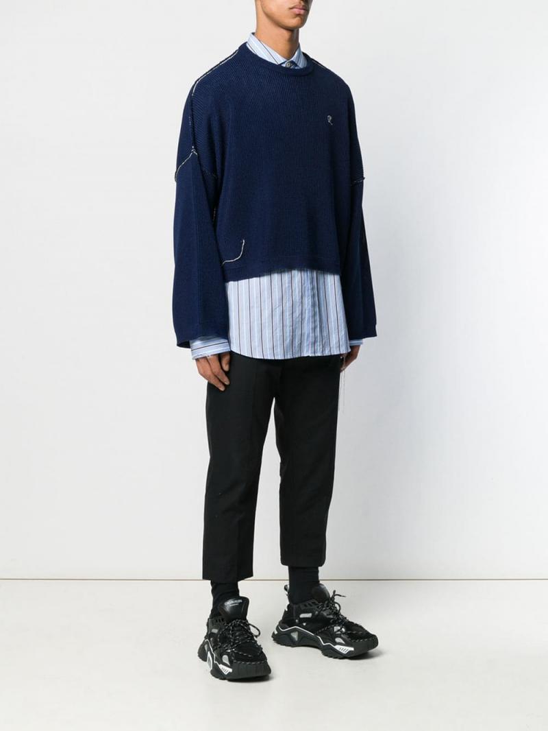 Raf Simons cropped ribbed knit sweater Blue | Raf Simons Mens Sweaters
